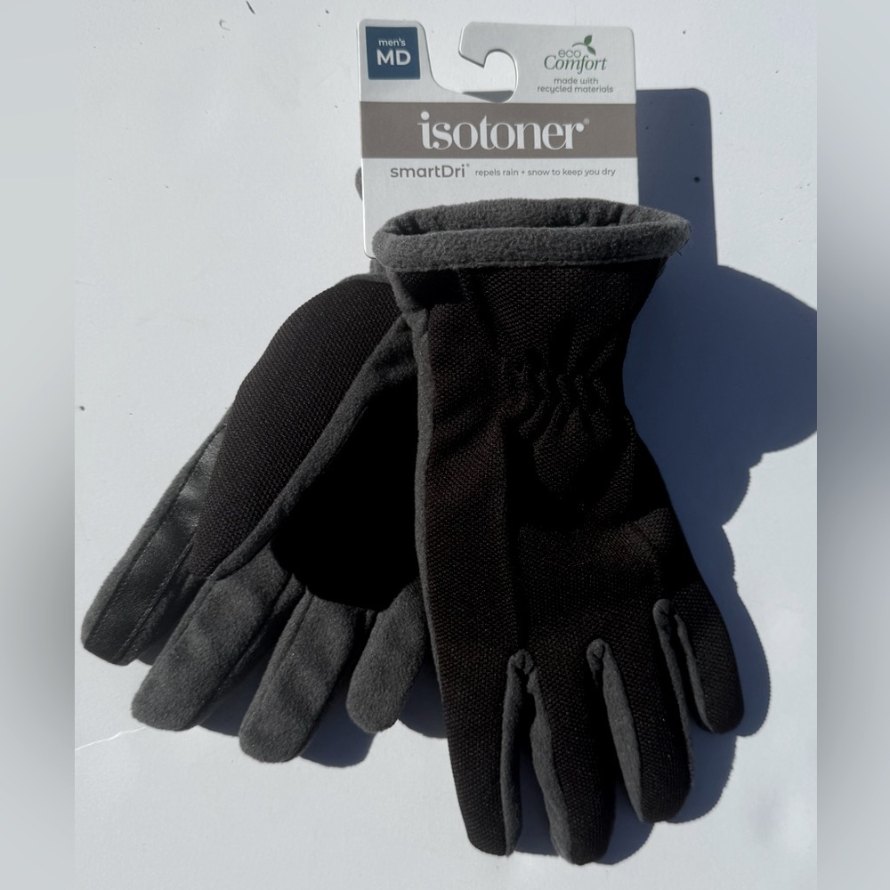 Isotoner Black and Gray smartDri & smartTouch Gloves